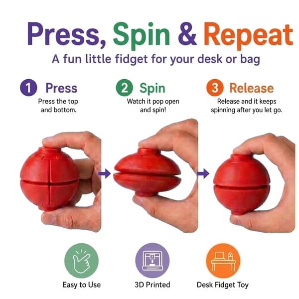 Tryk og drej Fidget Squishy Stressbold Legetøj - HelixCore red