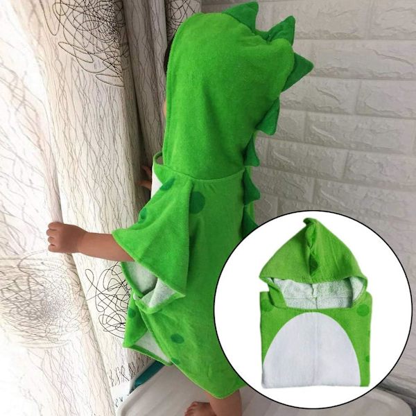 Hettehåndkle for babyer, bomullsdinosaurmønster Søt badehåndkle Barneskjorte Strand Svømming Hetteponcho for babyer gutter jenter (grønn)