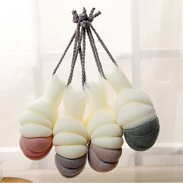 Mjuk Svamp Mesh Badborste Loofah Duschboll Rika Bubblor Kroppsskrubb