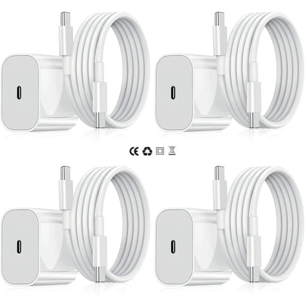 iPhone Laddare - Snabbladdare - Adapter + Kabel 20W USB-C Vit 4-Pack iPhone（NT） 4-Pack iPhone 4-Pack iPhone 4-Pack iPhone 4-Pack iPhone