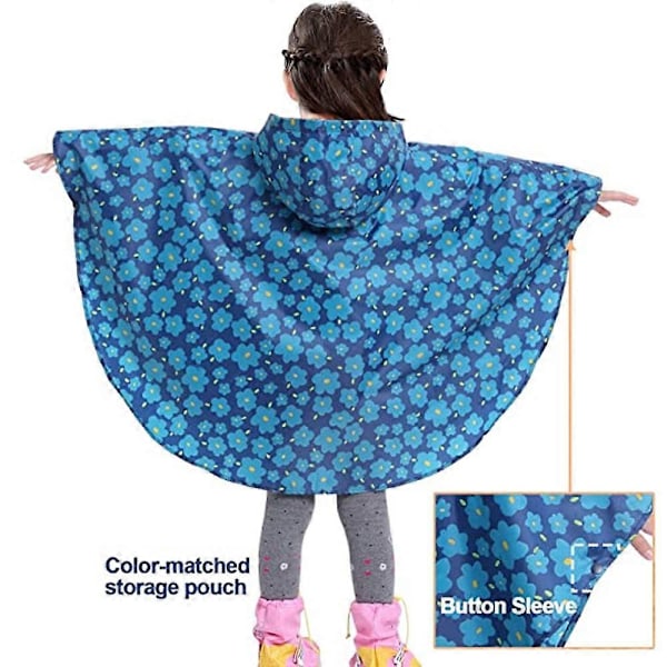 Lasten sadeponcho hupullinen sadetakki, sadepuku tytöille pojille taaperoille S
