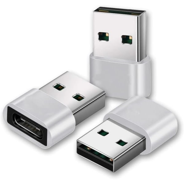 USB til USB C-adapter [3-Pack], USB-adapter, USB A til USB C, iPhone-laderkontakt, USB C-kontaktkonverter for iPhone