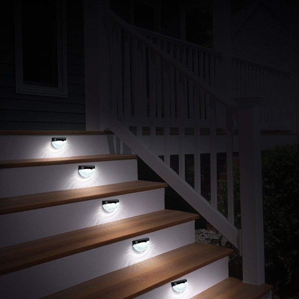 Dekorativa solcellslampor för staket, utomhusvägglampa LED, trådlös, vattentät, perfekt för heminredning, räcke, staket, trappsteg, uteplats, gångväg 8 Pack