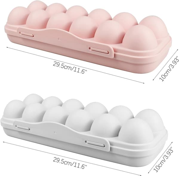 Eggoppbevaringsboks, 2 eggbrett i plast med lokk, stablebar eggbeholder (12 celler)