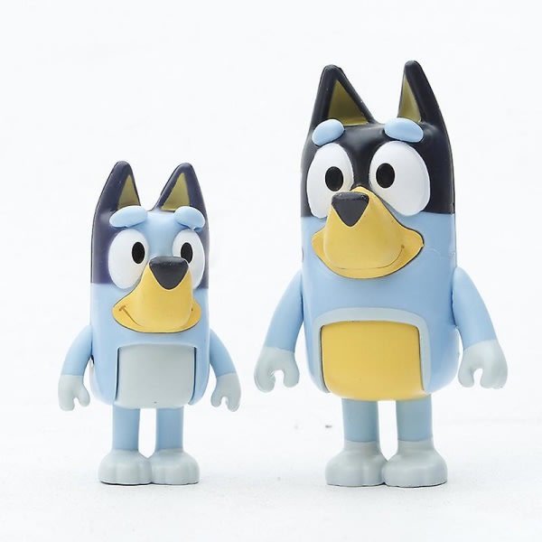 8 stk. Bluey Playtime Legetøj Anime Leddelt Bevægelig Actionfigur Model Gaver Figurer one size