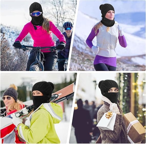 Vinter Varme Strikket Hue & Halsvarmer Sæt