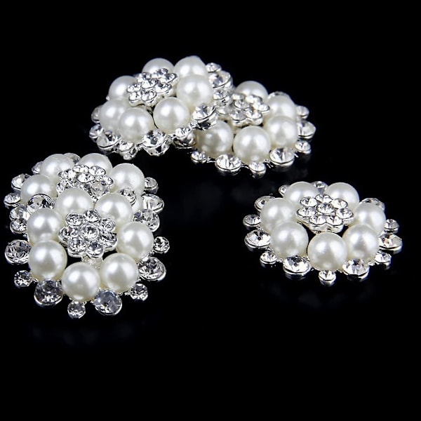Falske Perle Rhinestone Knapper Blomst Perlepynt For Klær Håndverksknapper Pakke Med 10