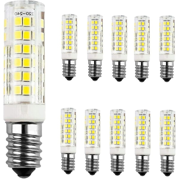 10-pack 9w E14 led-lampa, kallvit 6000k, 60w ekvivalenta glödlampor, Ac220-240v, 680lm, 360 strålvinkel, ej dimbar