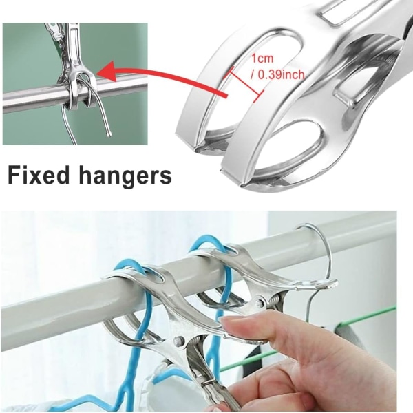 Icke-halksäkra starka klädnypor - 12 st stora kraftiga täcken klädnypor, klämmor rostfritt stål, vindbeständiga, för tunga kläder och tvätt (11 * 6 cm)