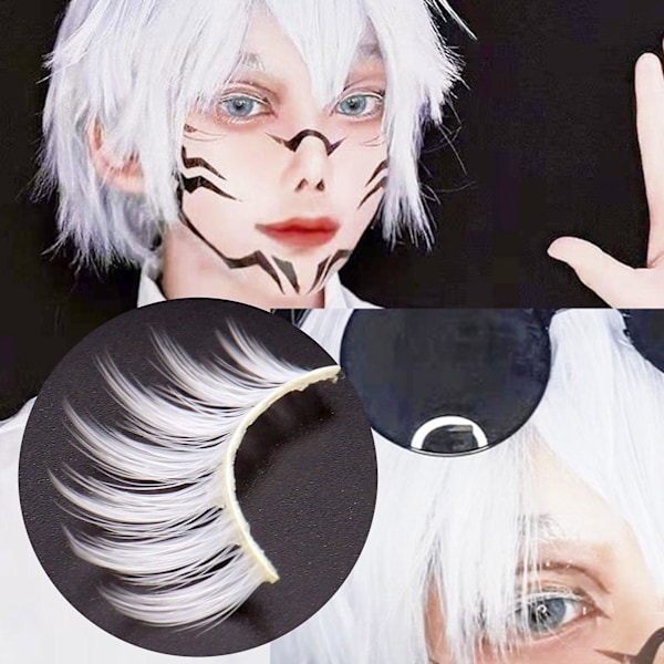 Kunstige Vipper Bløde Komfortable At Bære Fiber Anime Hvide Falske Vipper Til Maskerade Qinhai
