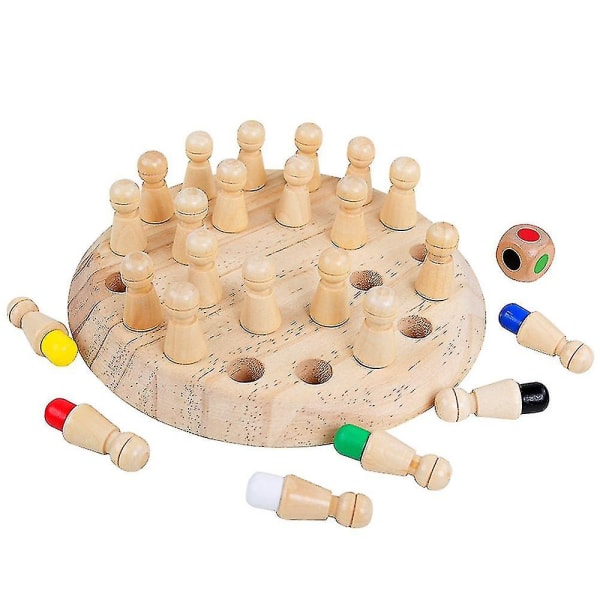 Intelligent legetøj til børn Farverigt hukommelsesskak Træhukommelse Tændstik skakspil Hukommelse Udvikling af skakfamilie Intellektuelt legetøj-mxbc