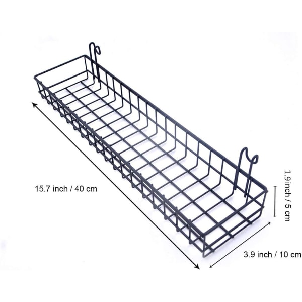 Väggmonterad Gallerkorg, Tråd korg med krok, Väggmonterad Organiserare för Vägg Gallerpanel (Svart)