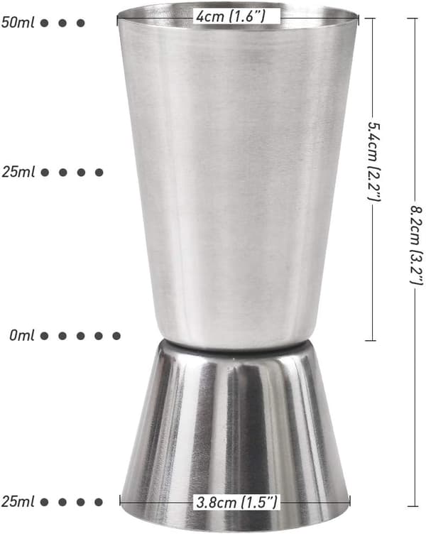 Cocktail Jigger, 0,85 & 1,7 Oz (25 & 50 ML) Rustfrit Stål Bar Jigger (Sæt med 4)