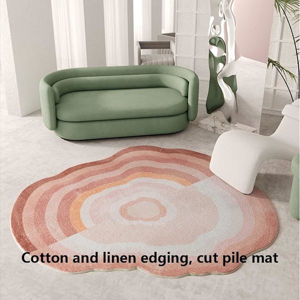 Kreativ Pink Kort Fleece Hårdt Gulv Stolpude, 50X80cm/19.6X31.4 Tommer Uregelmæssig Skridsikker Kontorstol Måtte