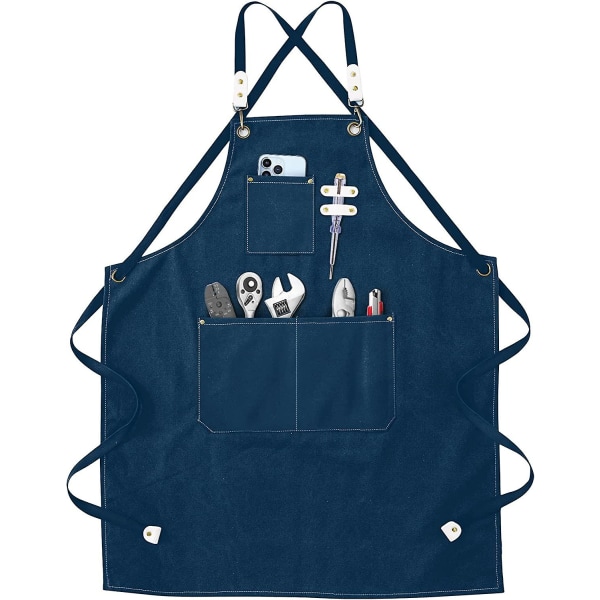 Welding Apron - Work Apron With Pockets, Adjustable Back Cross Strap For Men And Women, Perfect For Garden, Kitchen, Garage 78 * 57cm