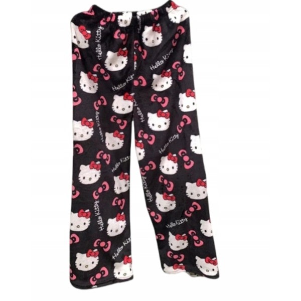 Tegneserie HelloKitty Flanell Pyjamas Plysj og Tykk Isolasjon Pyjamas for Kvinner - Black - Pink XL