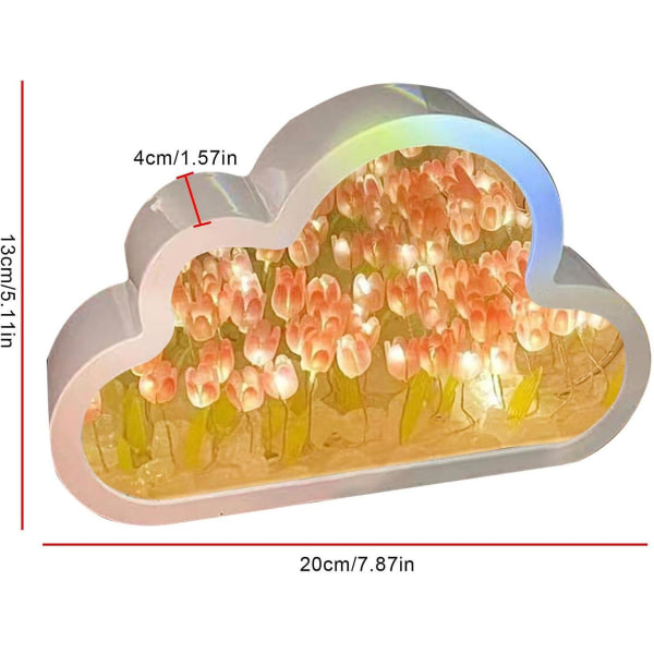 Cloud Mirror Tulip Lampe, Diy Håndlavet Led Tulip Natlampe, Simuleret Blomst, Soveværelse Sovebord Lampe, Skrivebords Ornamenter Pink