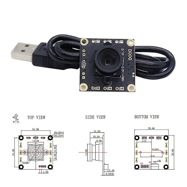 Hm1355 50 Graders Vidvinkel USB-kameramodul Hemmakontor Mini Industriutrustning