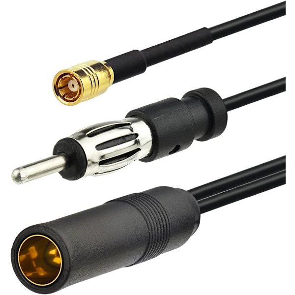 DAB Splitter DAB Antenne Splitter Kabel SMB Antenne Splitter Din Hun til Din Han + SMB Kabel Bilradio RG174 30cm til AM/FM DAB+ Radio Pioneer