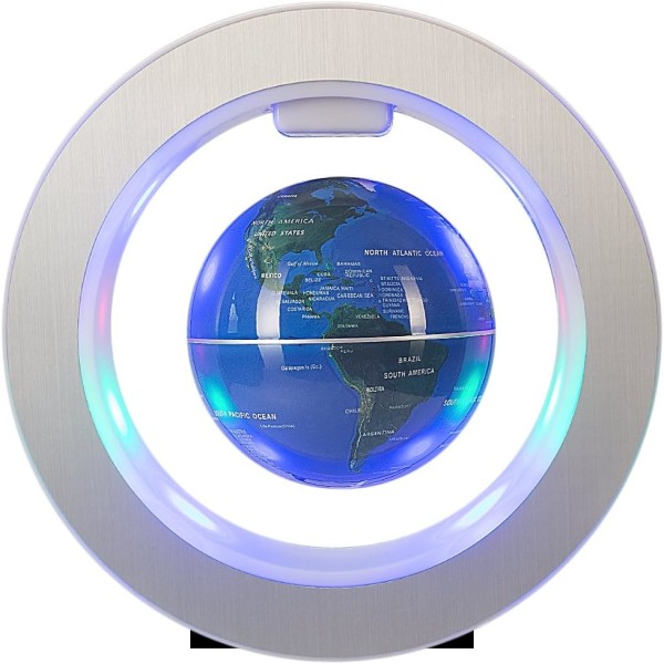 Flytende klode med LED-lys Magnetisk levitasjon Flytende klode verdenskart for skrivebordsdekorasjon (blå)