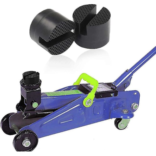 2 stk Universal gummibeskyttelsesputer med spor, gummistøtteblokk, universal sporet skinnebeskytter for jekkramme, for løfting av biljekk, middels størrelse