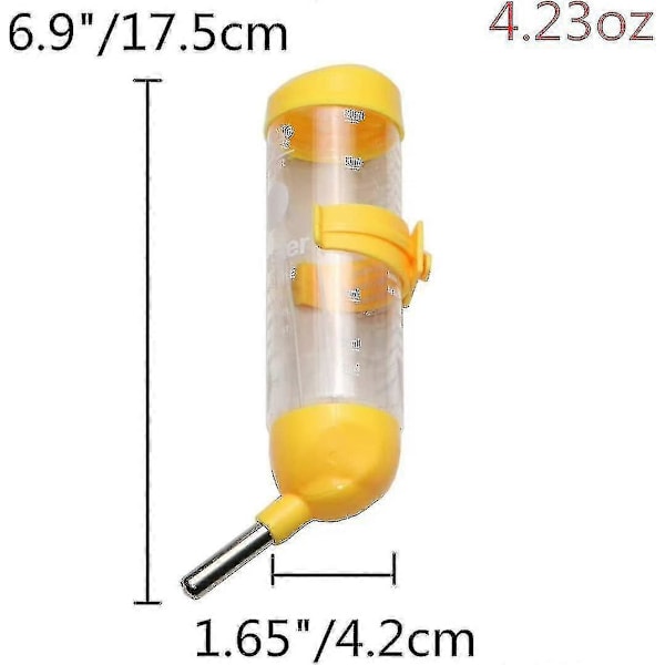3-i-1 Hängande Vattenflaska för Hamster, Automatisk Husdjursdispenser med Bas för Dvärghamster Mus Råtta Igelkott-yky Yellow 125ML