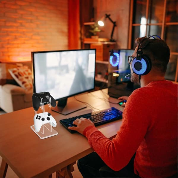Akryl Spilcontroller Stand Holder, Dobbeltlags Spilcontroller Holder Stand, Universel Dobbelt Gamepad Controller Holder Tilbehør