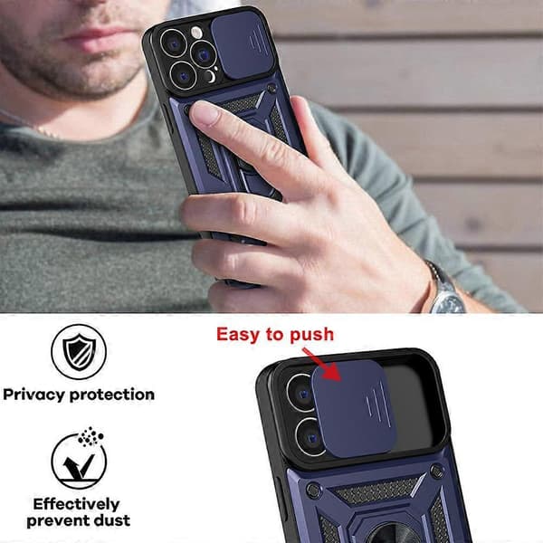 For iPhone 14 Plus Skyvbart Kameradeksel Design TPU+PC Telefondeksel