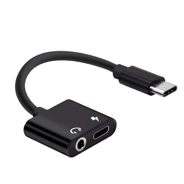 USB-C-adapter: Lad og lytt, stilig design svart