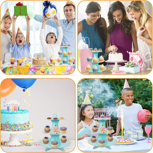 2-pak blå kageopsats pap cupcake-opsats 3-lags cupcake-pap-kageopsatser til eftermiddagste kageopsats pap 3-lags kageopsats