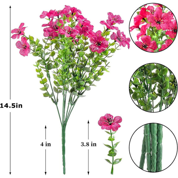 UV-bestandige kunstige udendørs planter og blomster - Fuchsia 8 stk.