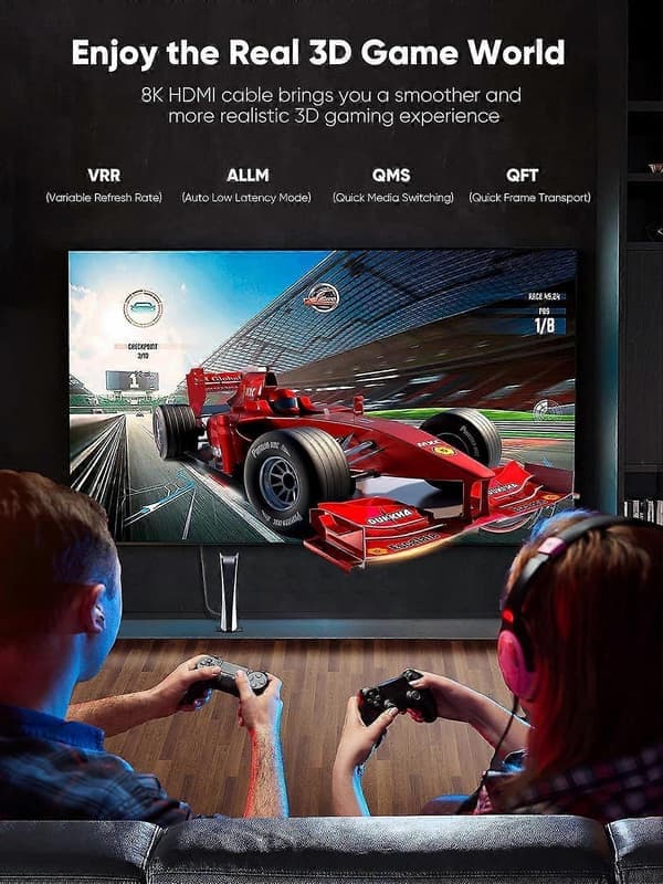 2025 Seneste Model eARC HDMI Kabel 8K, HDMI til HDMI Kabel til PS4 (48Gbps,