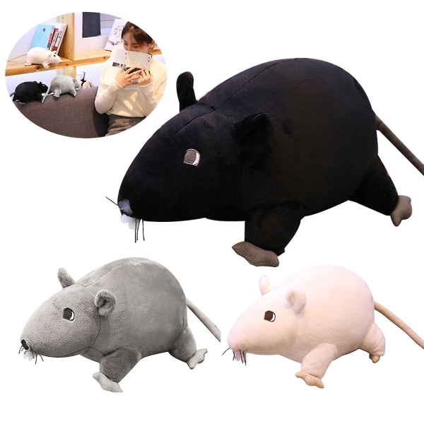 3d Mus Mus Rotte Dyr Myk Plysj Dukke Leke - Grey 20cm
