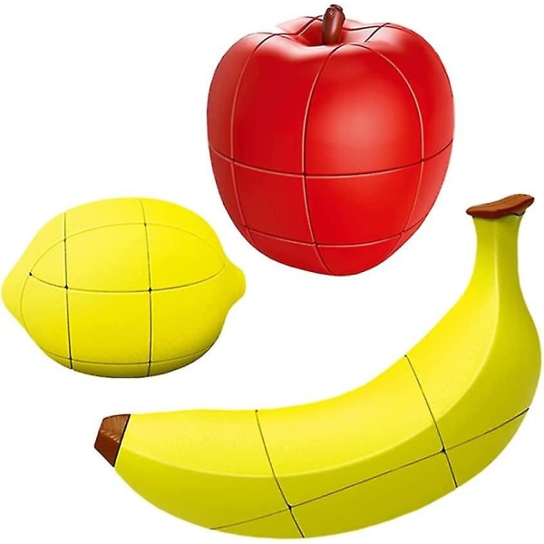 3d frugtterning sæt af banan citron og æble Magic Cube bundt pædagogisk legetøj 3 pakke