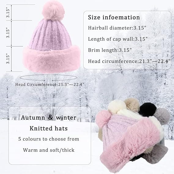 Stickade mössor för kvinnor, vinter, utomhus