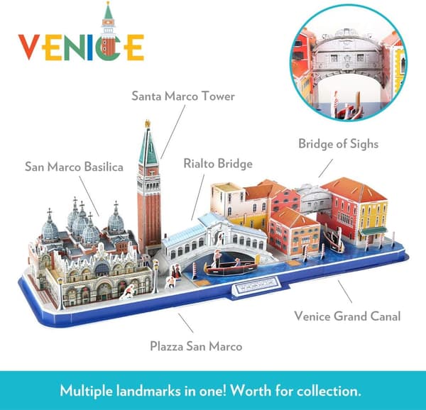 3D-pussel, Venedig stadssiluett byggsats, 126 bitar