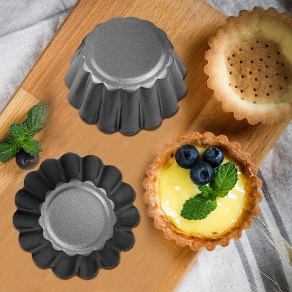 12 stk. æggekageforme, cupcake kage muffinforme mini tærteforme bageform, kulstofstål - 2,6 tommer