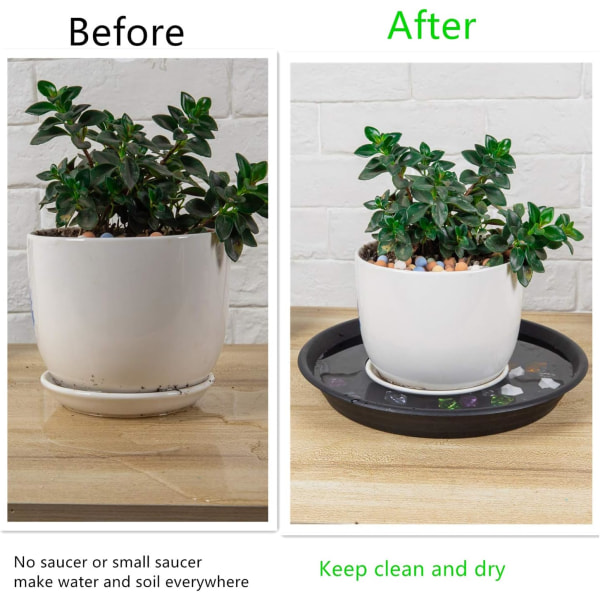 Planteunderfat 5 stk. Innvendig diameter 15,5 cm Plast Plantepot Underfat Brette Innendørs Utendørs Grå Utvendig diameter 19 cm