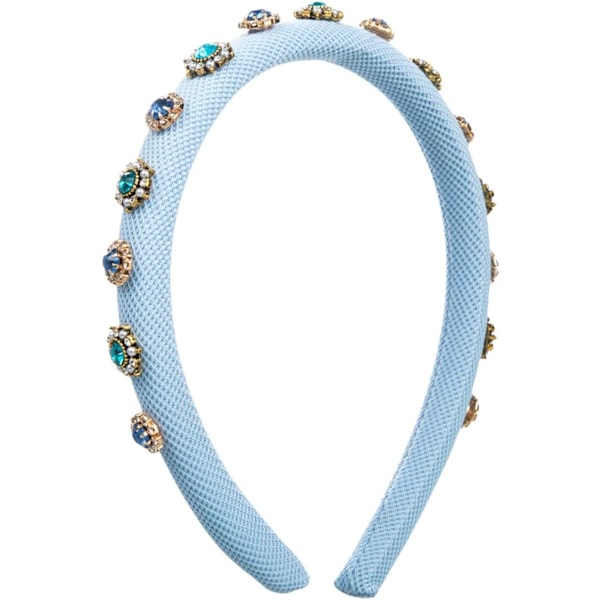 1PCS Bröllopshårtillbehör Prydda Strass Hårband Barockpärlor Pärlband Blue