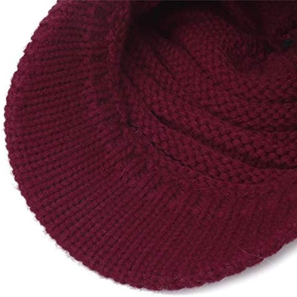 Vinter varm hästsvans stickad mössa red