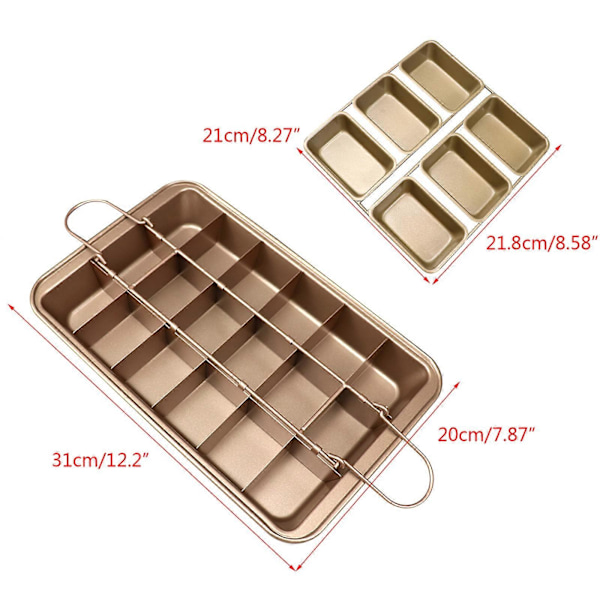 Mini brødform i karbonstål 6/18 hulrom Brownie Bakeform Non-stick Firkantet Bakeform for ovnsbaking Lett å ta ut av formen