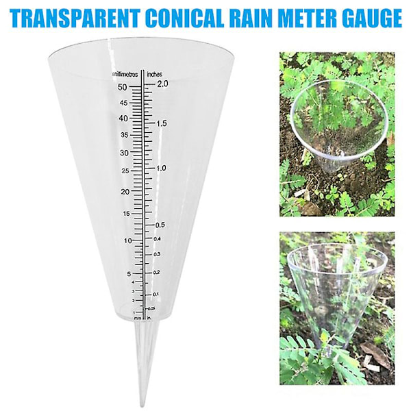 Kartiomainen sademittari, muovinen läpinäkyvä mittakuppi ulkokäyttöön, puutarhaan, 50 millimetriä, uusi