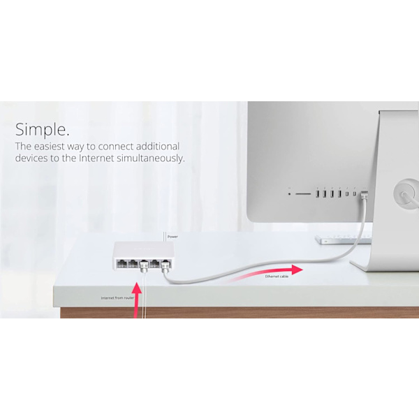 ETHERNET-SPLITTER, internet splitter, netværks switch, CAT6, RJ45, 100 mbps, USB-drevet, 5-ports LAN-switch til at tilføje flere Ethernet-porte