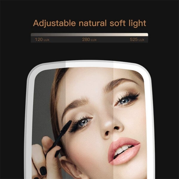 Bærbar makeup spejl med touch-kontrol + LED-belysning