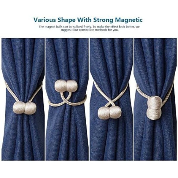 Magneettiset verhojen solmiot kiinnikkeet verhosoljet kiinnikkeet Sidonta kudontasolmionauha 2 kpl Kotitoimistoon koristeellinen (beige)
