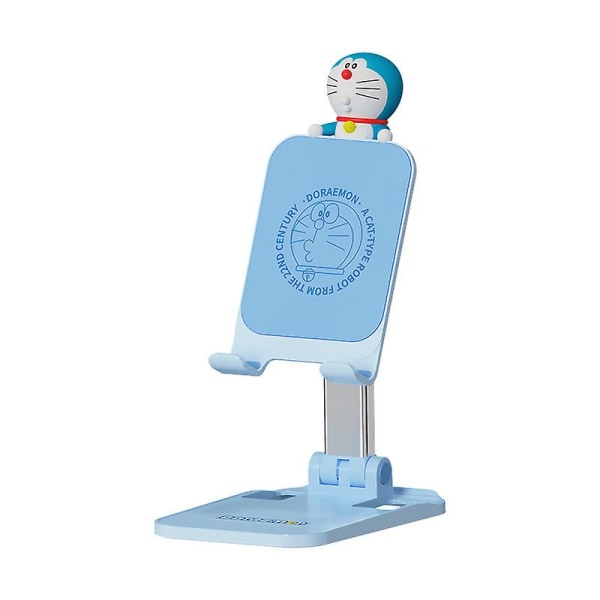 En drømmehjem skrivebord aluminiumlegering live mobiltelefonholder, multifunksjonell sammenleggbar mobiltelefon lat holder - Blue NO With 3D doll