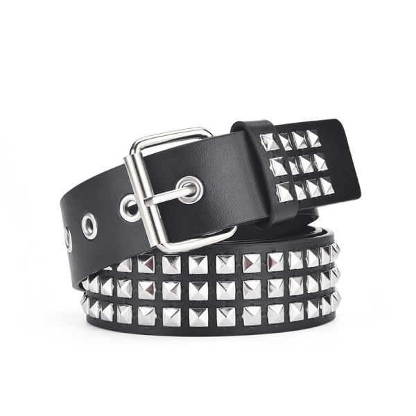 Studded Belt, Metal Punk Rock Rivet Belt med Bright Pyramid Stud