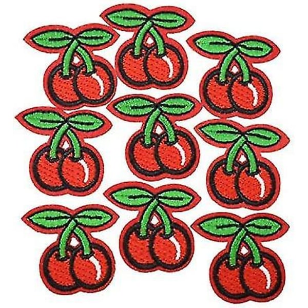 10x Tøj Applikation Patches Røde Kirsebær Broderi Patches Sy/stryg På Badges Motiver