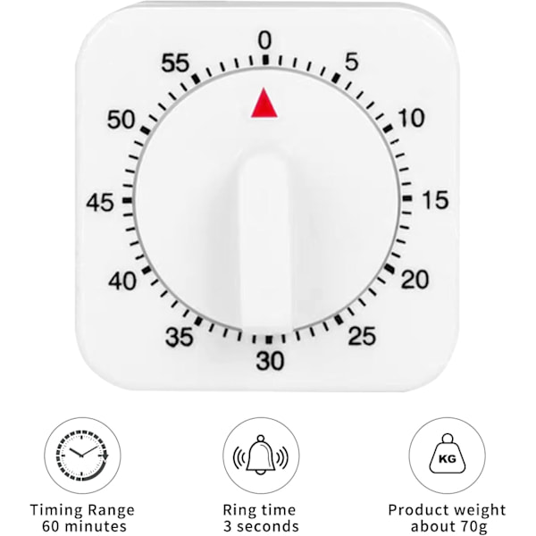 Kök Timer, Ägg Timer för Kokande Ägg, Timers för Matlagning, Exakt 0-60 Minuters Timing, Lätt att Använda, Elegant Vit Design