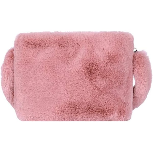 Kvinnor Höst Vinter Konstgjord Päls Axelväska Plysch Rem Crossbody Väska Fluffy Handväska-Rosa